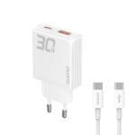 Dudao A30EU Adapter 30Watt GaN 1xUSB-C 1xUSB-A (USB-C to USB-C cable included)