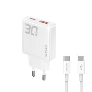 Dudao A30EU Adapter 30Watt GaN 1xUSB-C 1xUSB-A (USB-C to USB-C cable included)