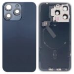 iPhone 15 Pro Max bagglas med kameralinse+metalplade+Trådløs oplader flex+Magsafe magnet+Flashlight flex OEM Blå